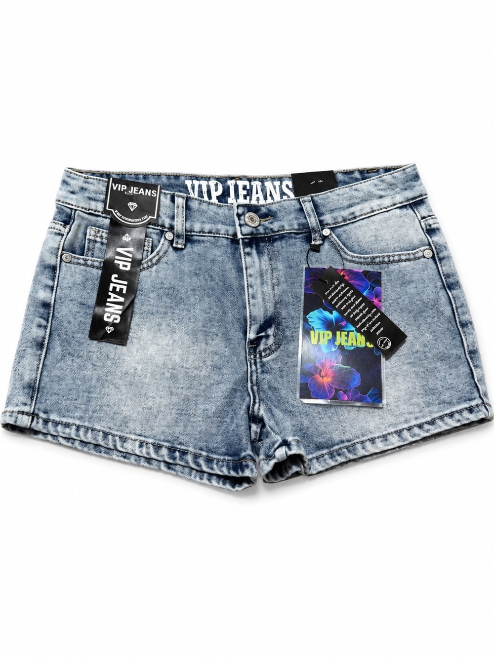 VIP Light Blue Washed Denim Jean Shorts